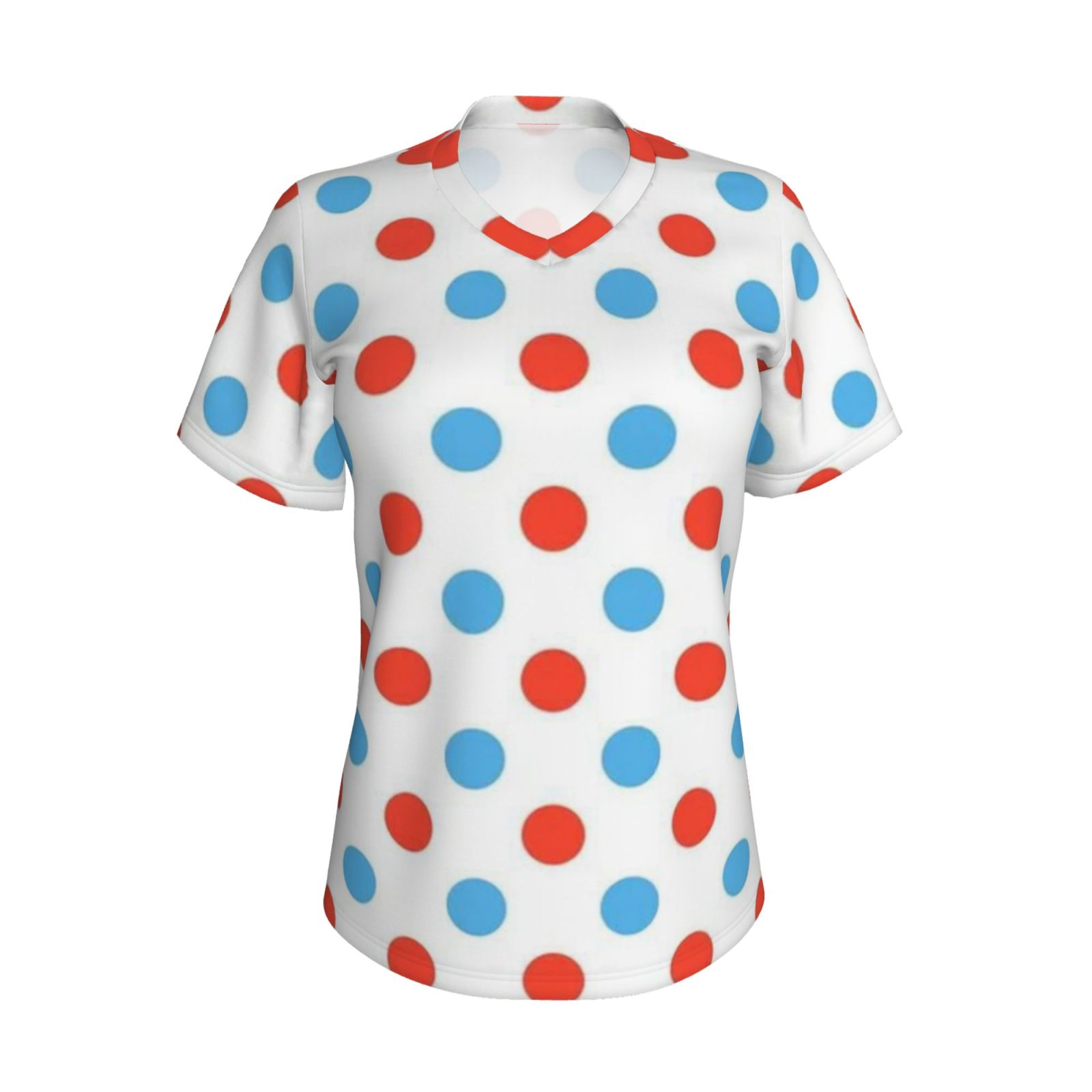 Women's V-neck short-sleeved full-length T-shirt