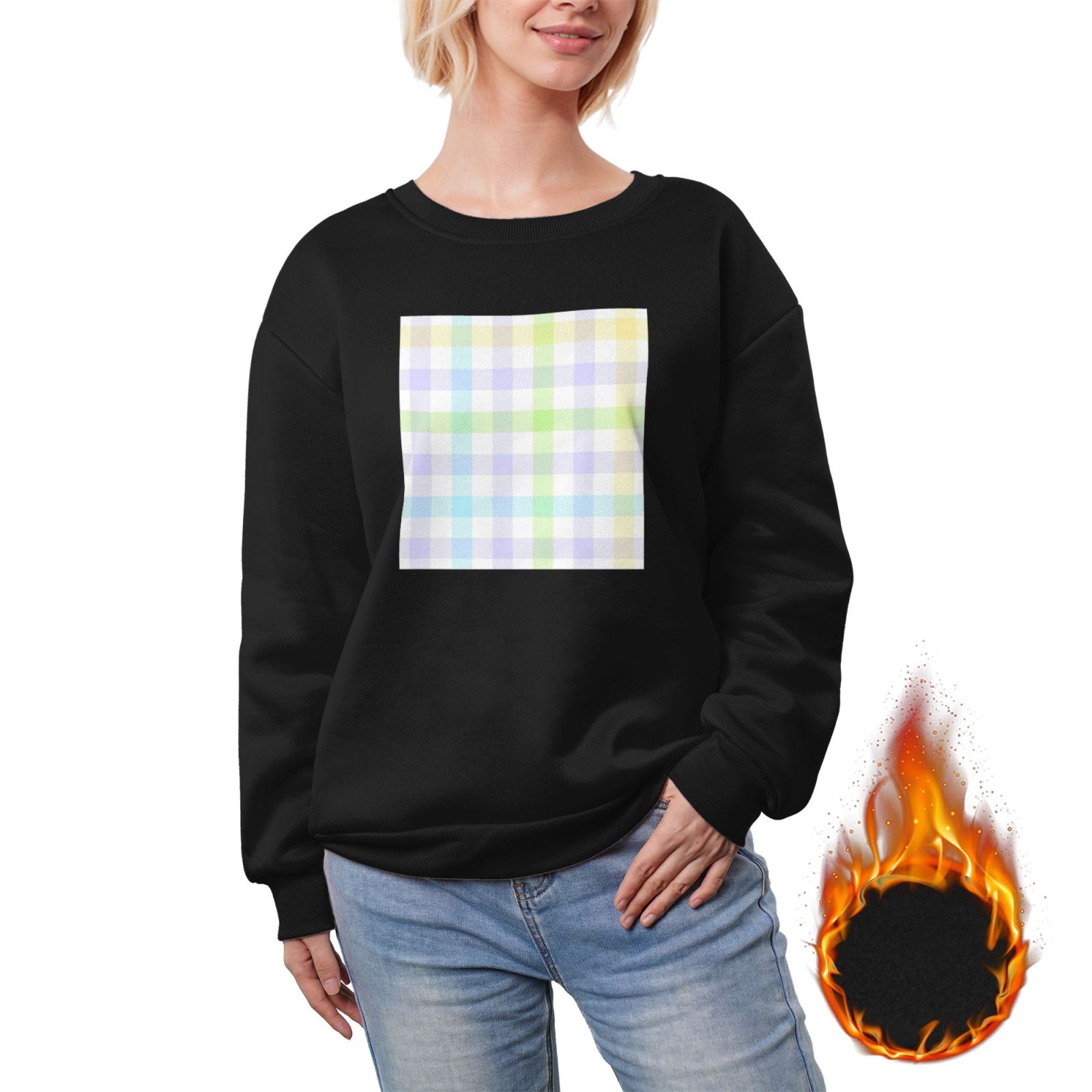 Women's fleece-lined crew neck sweatshirt