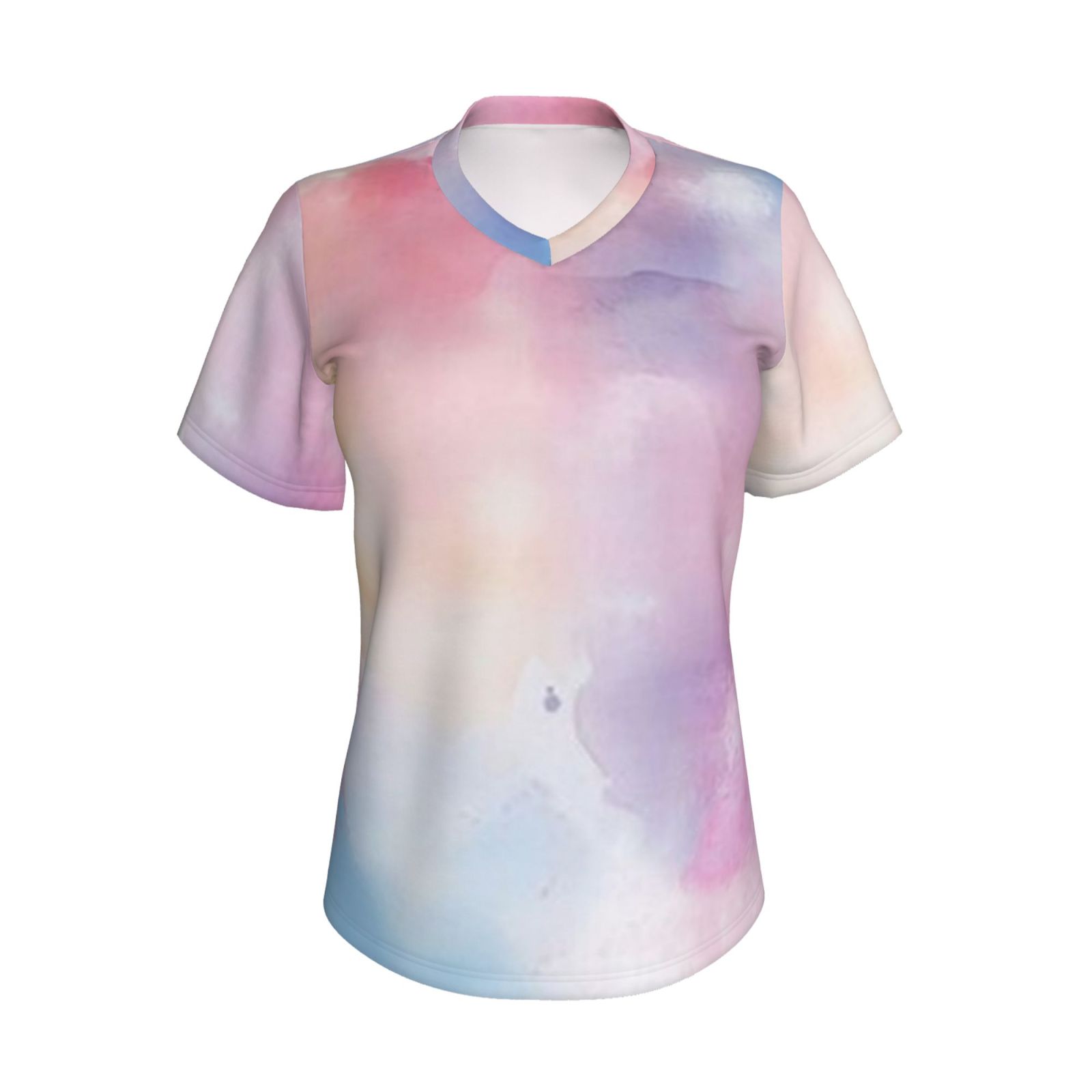 Women's V-neck short-sleeved full-length T-shirt