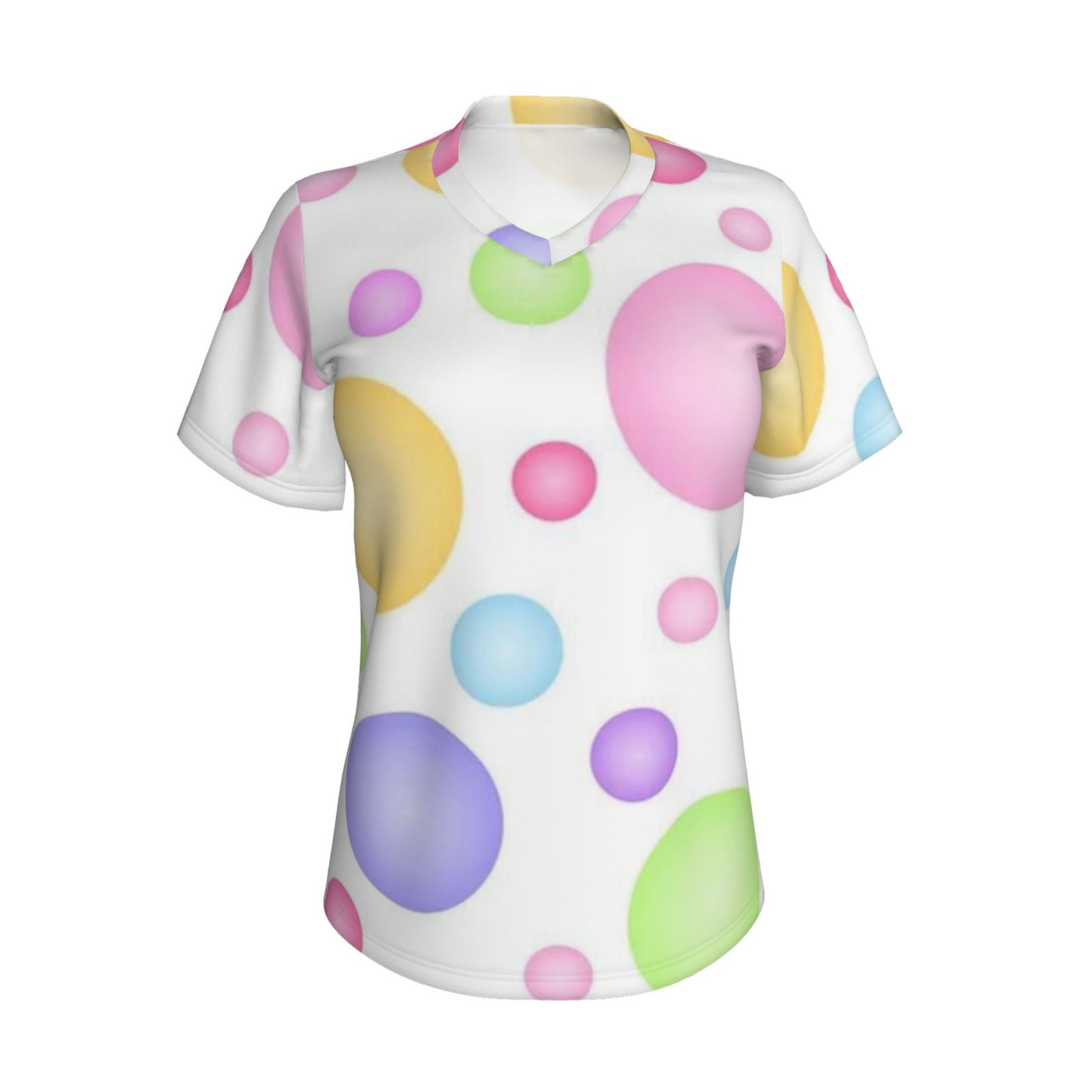 Women's V-neck short-sleeved full-length T-shirt