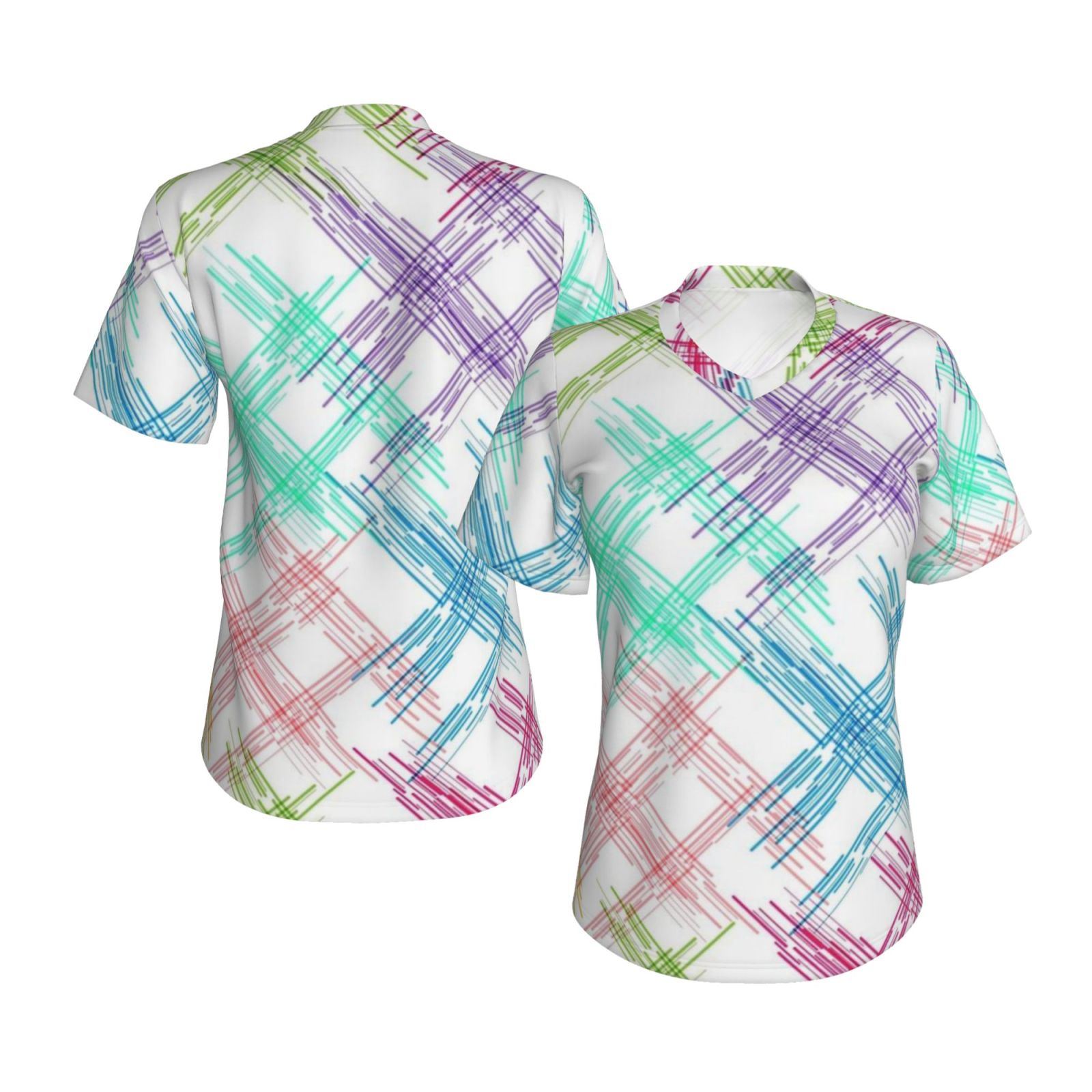 Women's V-neck short-sleeved full-length T-shirt