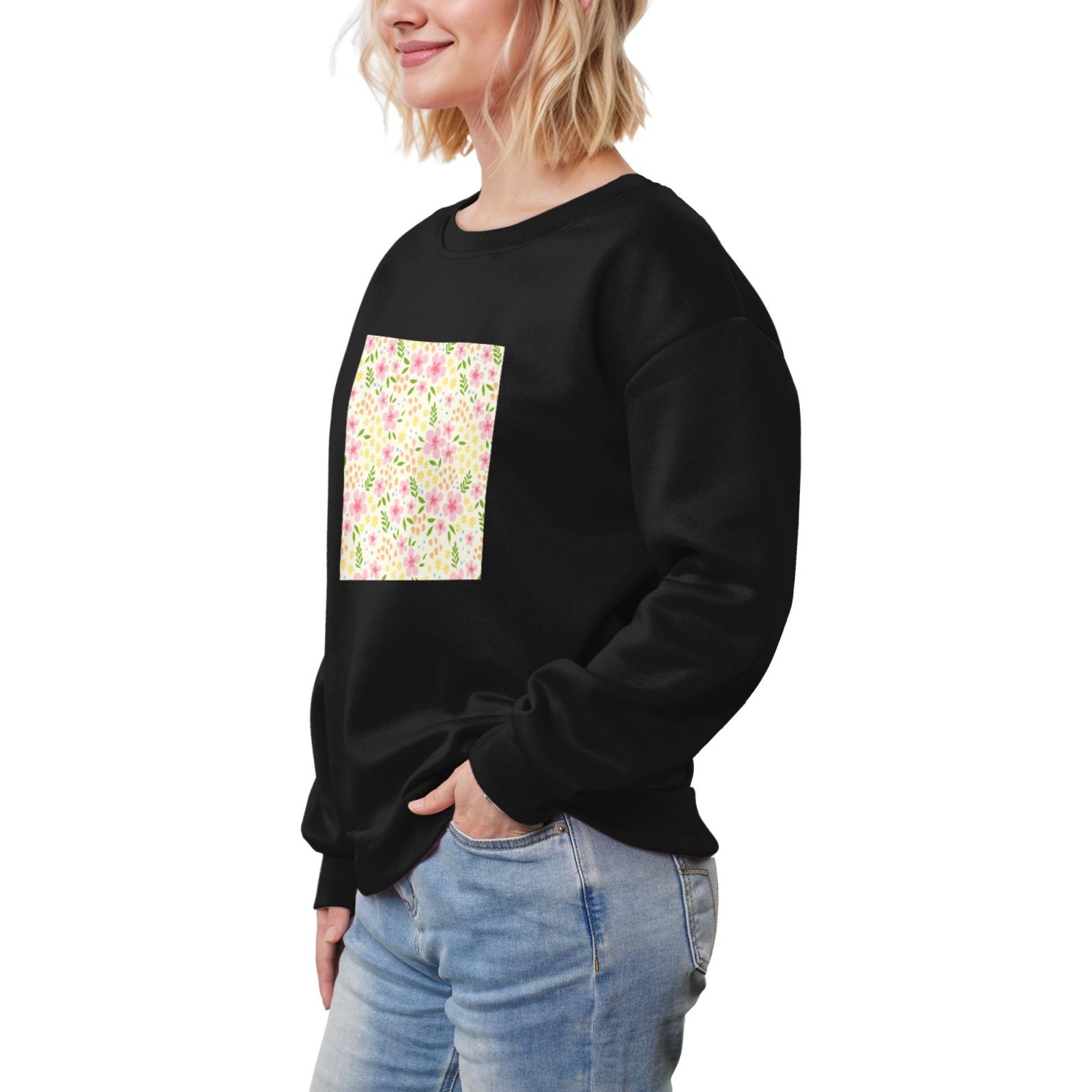 Women's fleece-lined crew neck sweatshirt