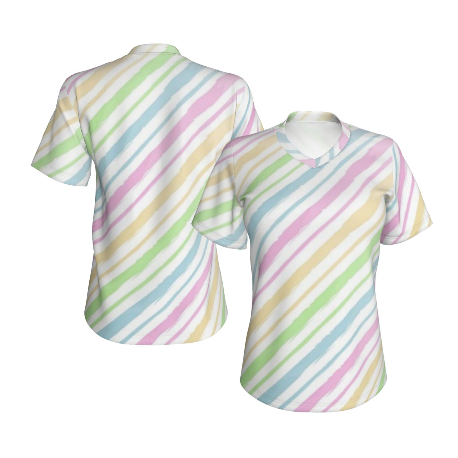 Women's V-neck short-sleeved full-length T-shirt