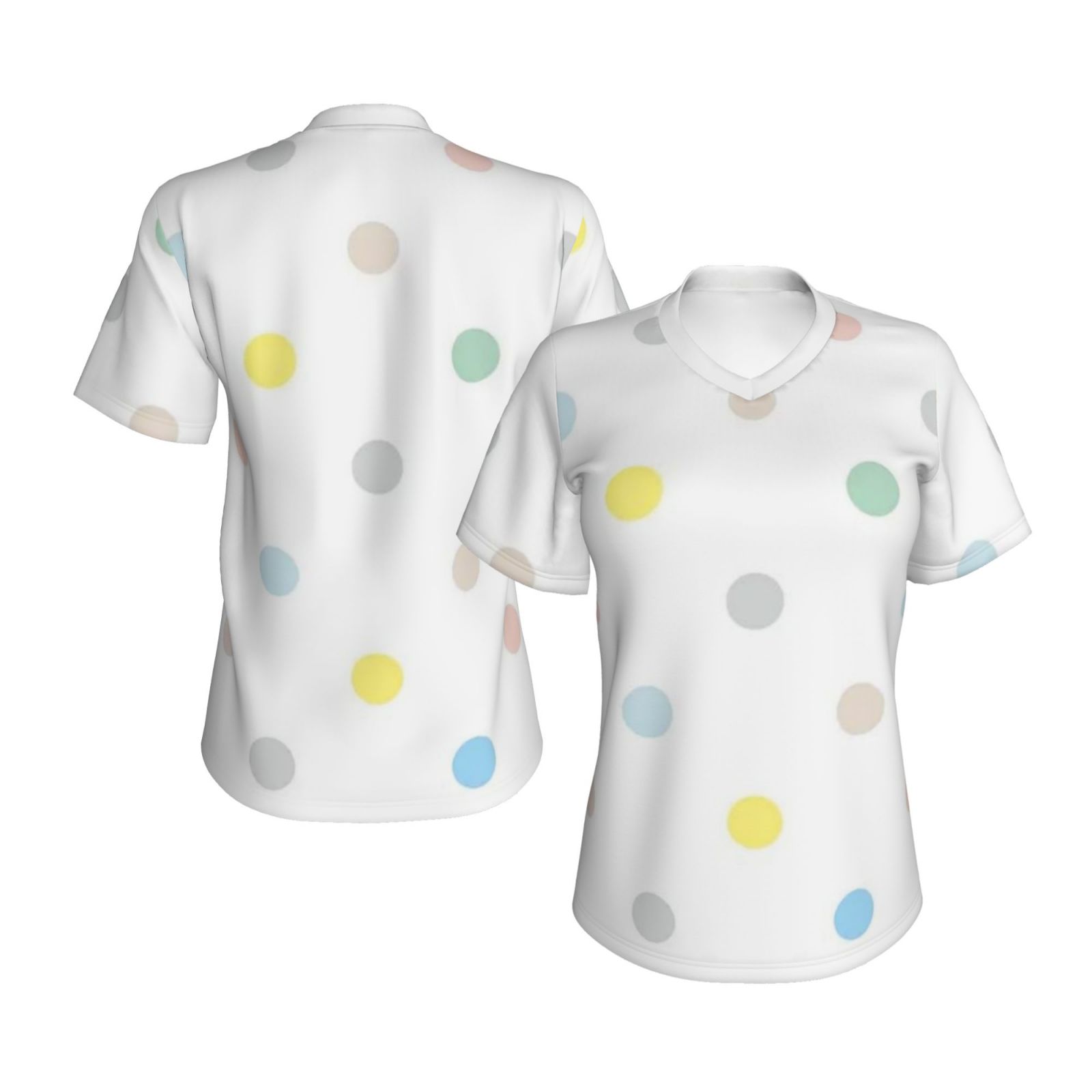 Women's V-neck short-sleeved full-length T-shirt
