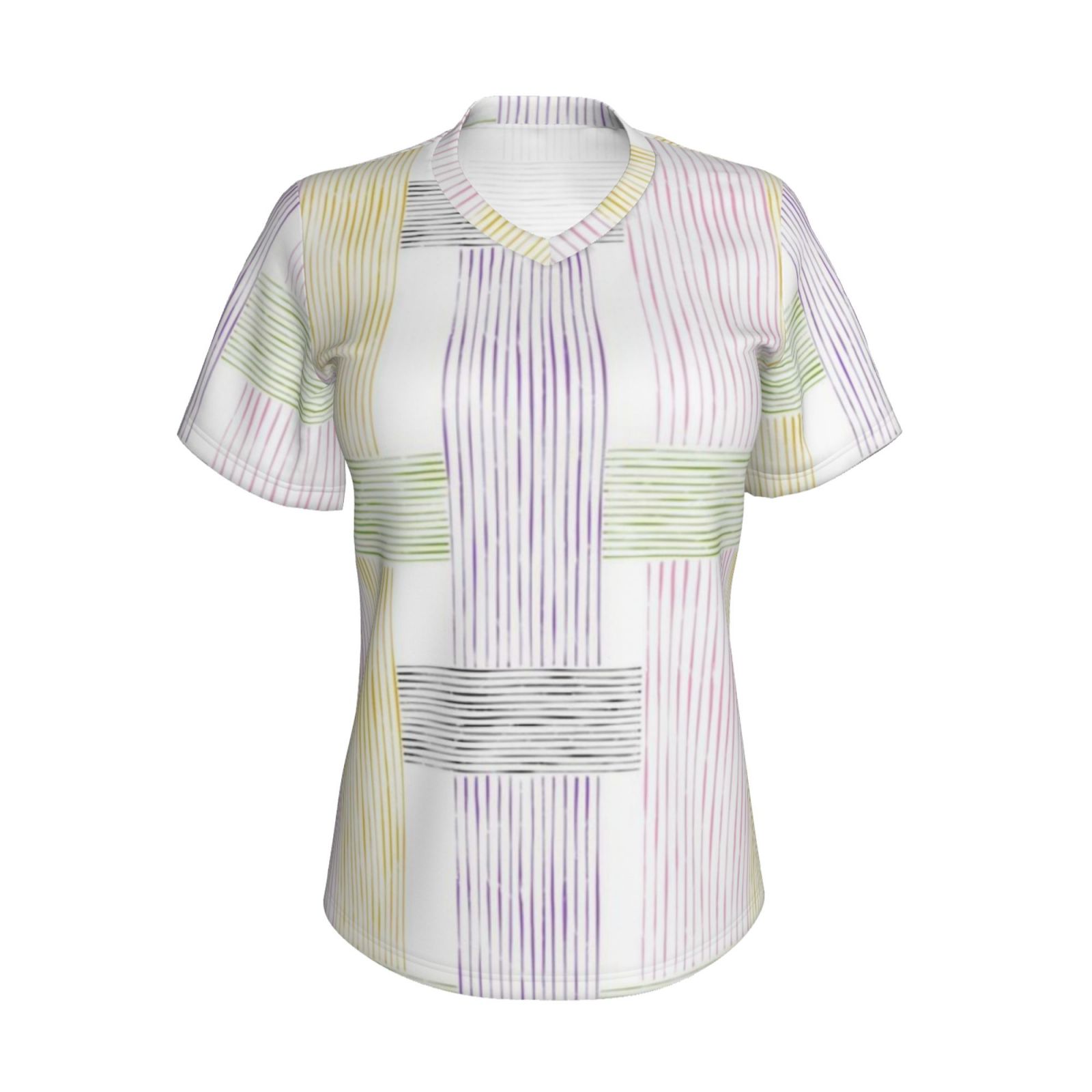 Women's V-neck short-sleeved full-length T-shirt