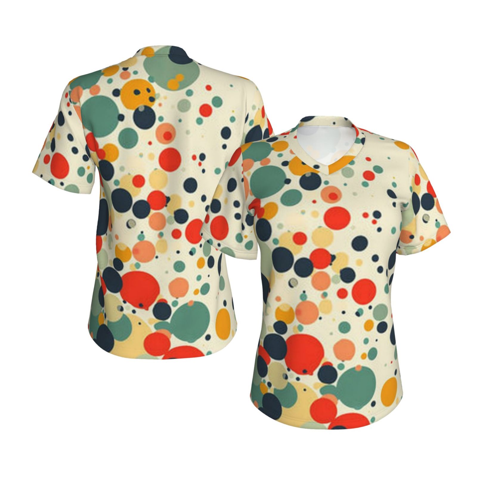 Women's V-neck short-sleeved full-length T-shirt