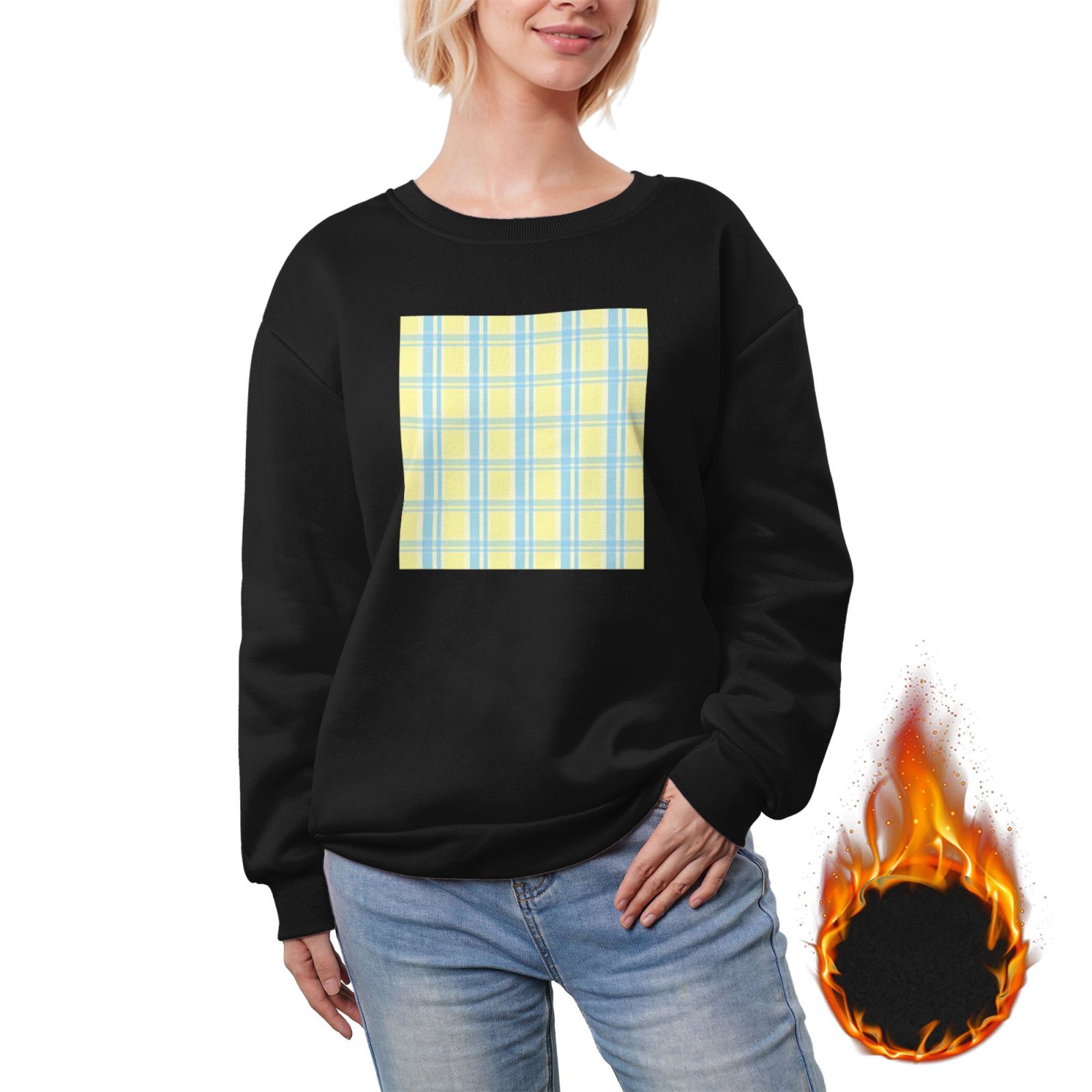 Women's fleece-lined crew neck sweatshirt