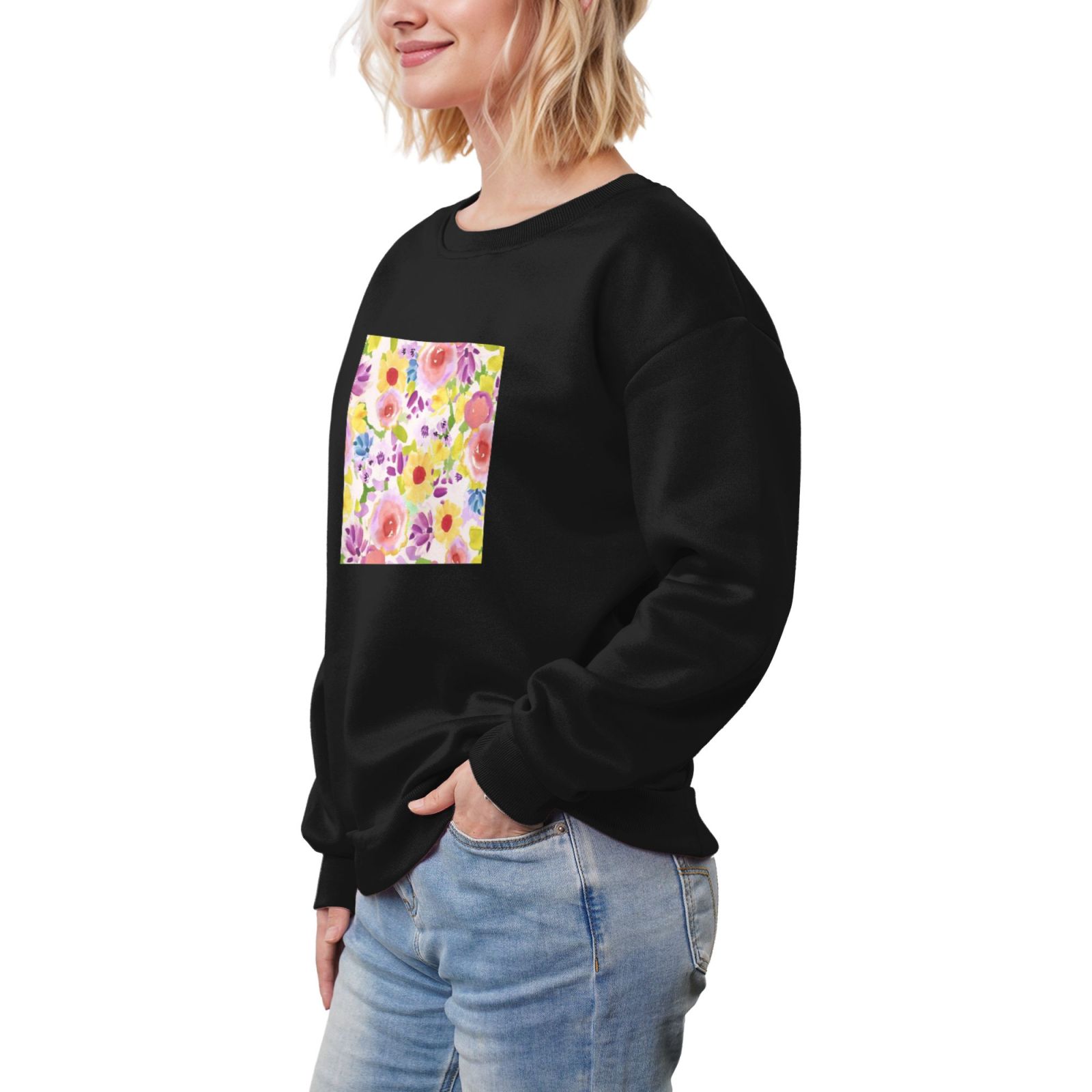 Women's fleece-lined crew neck sweatshirt