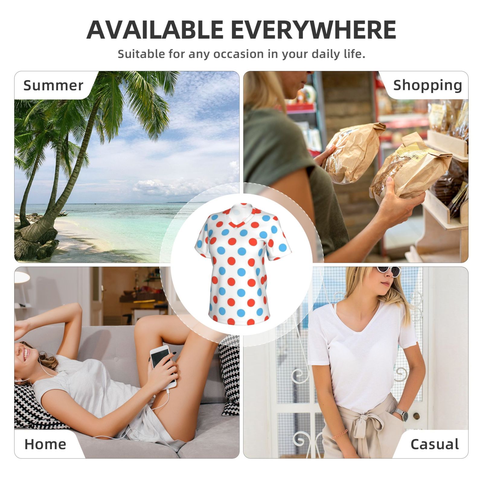 Women's V-neck short-sleeved full-length T-shirt