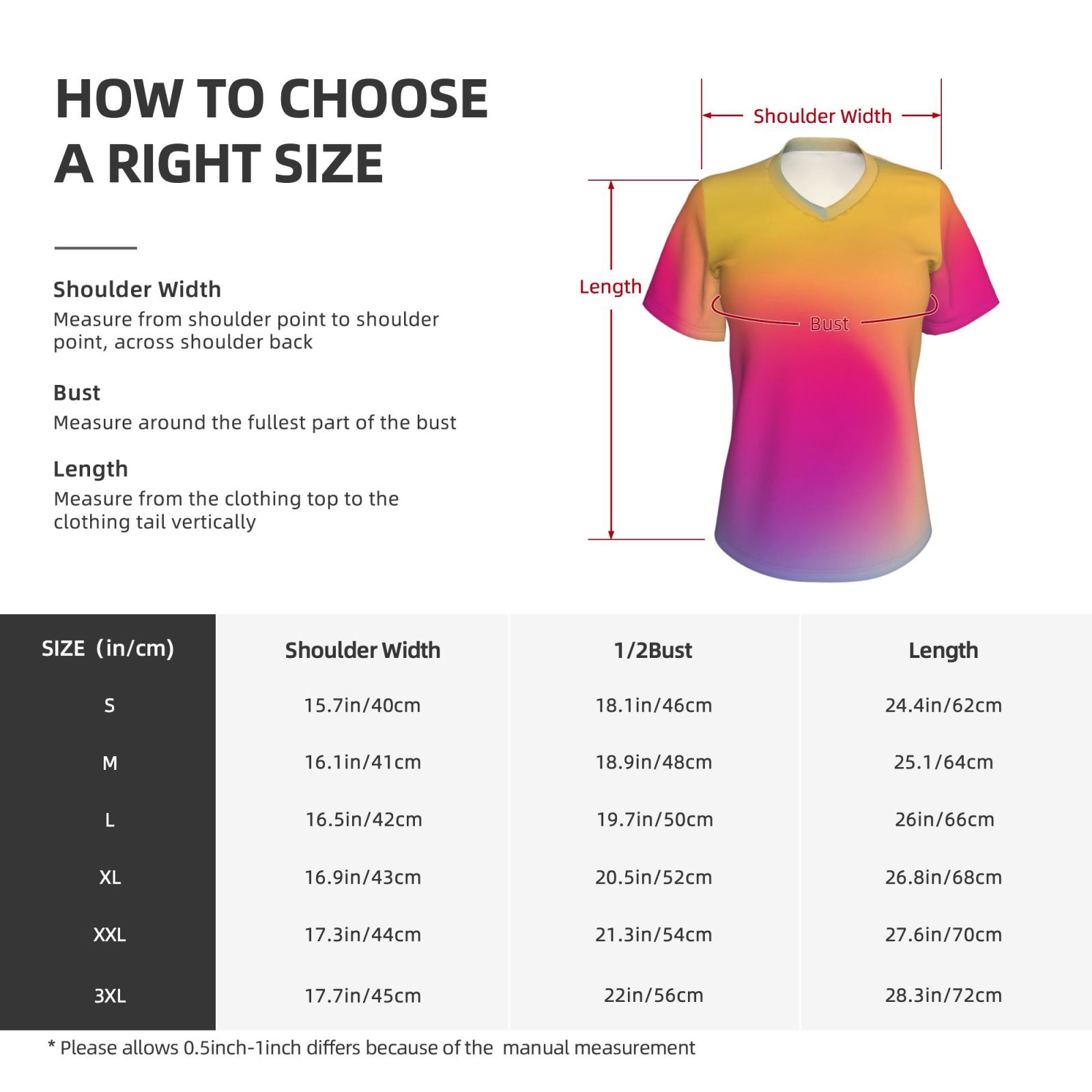 Women's V-neck short-sleeved full-length T-shirt