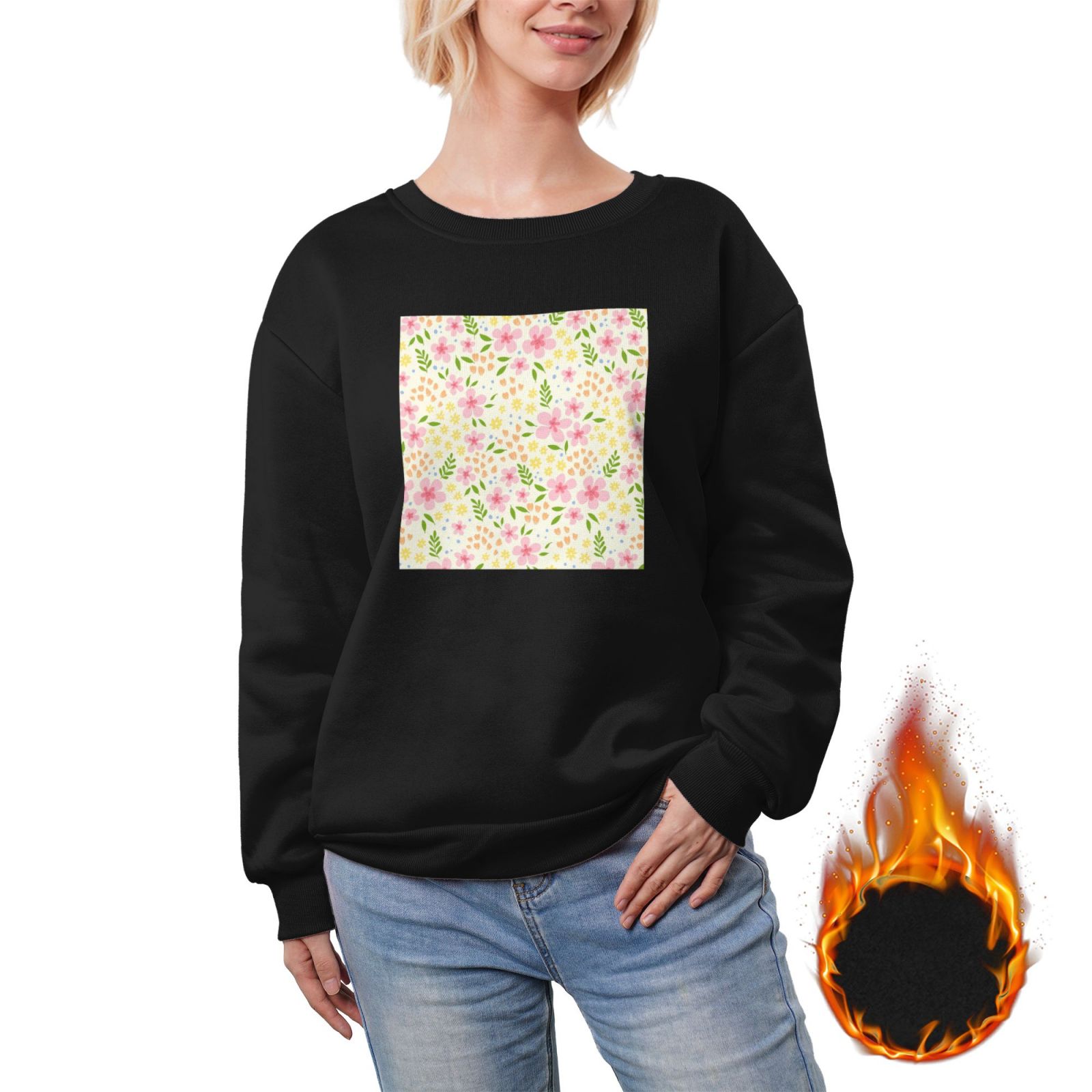 Women's fleece-lined crew neck sweatshirt