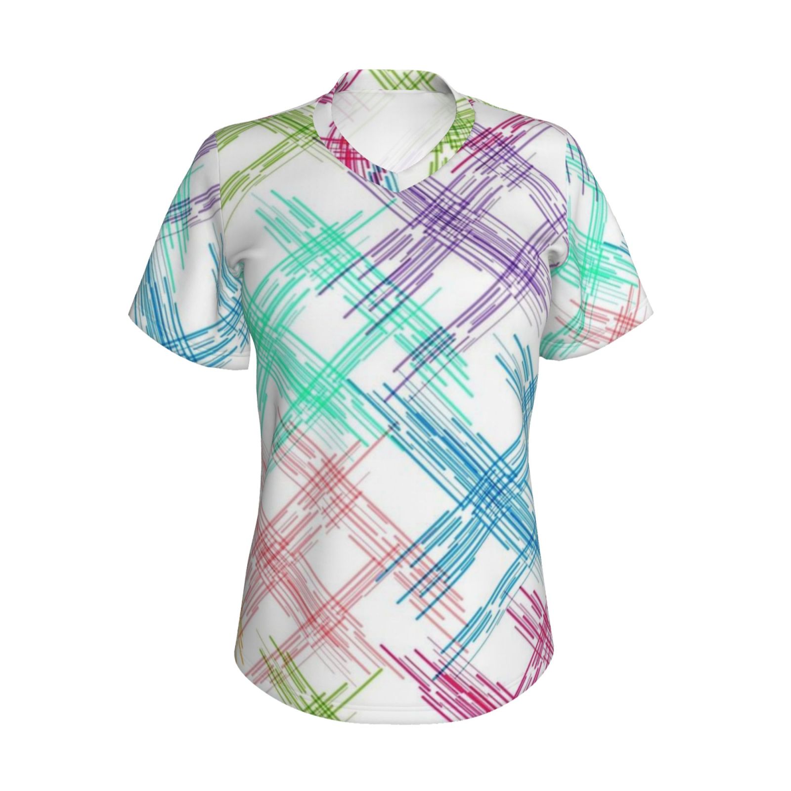 Women's V-neck short-sleeved full-length T-shirt