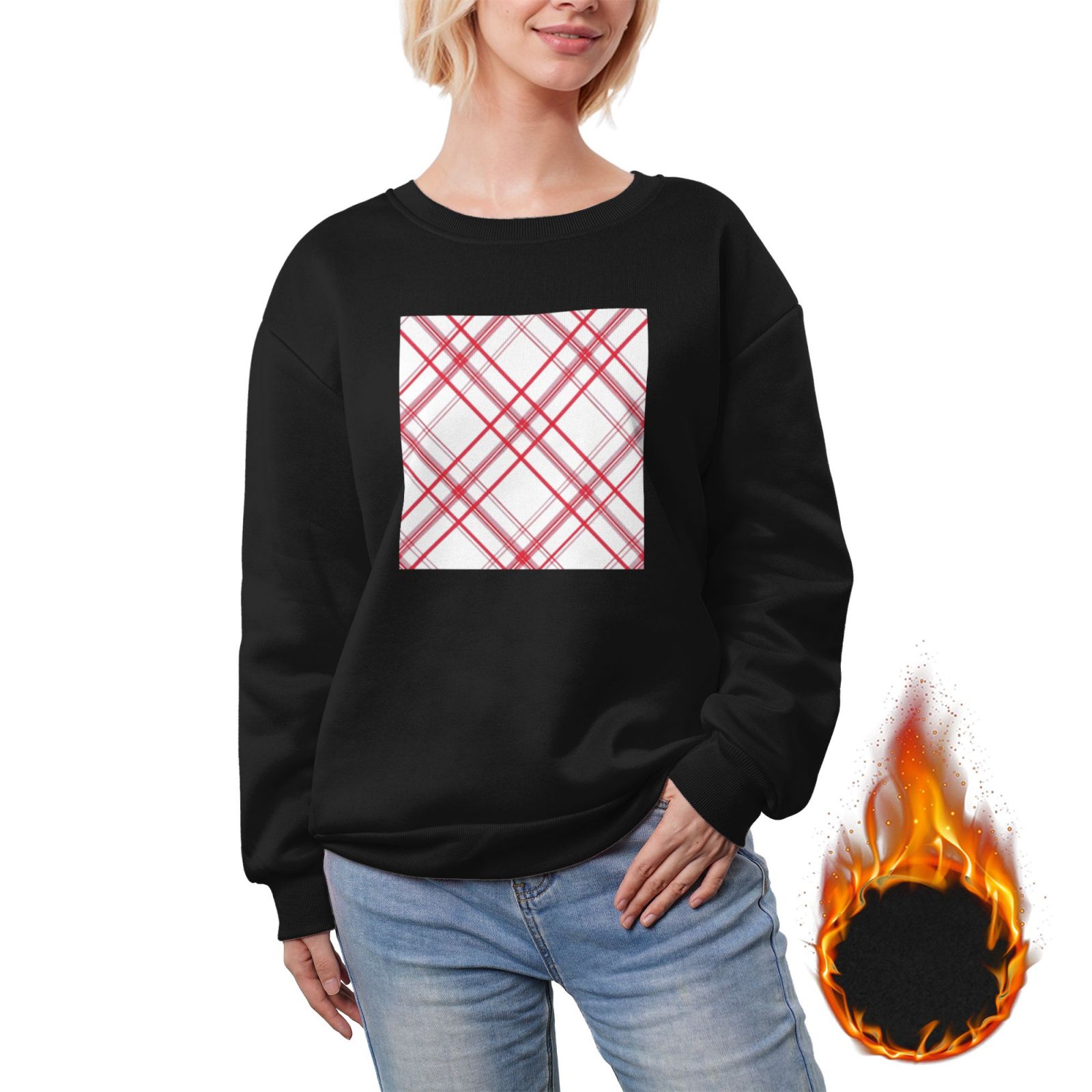 Women's fleece-lined crew neck sweatshirt