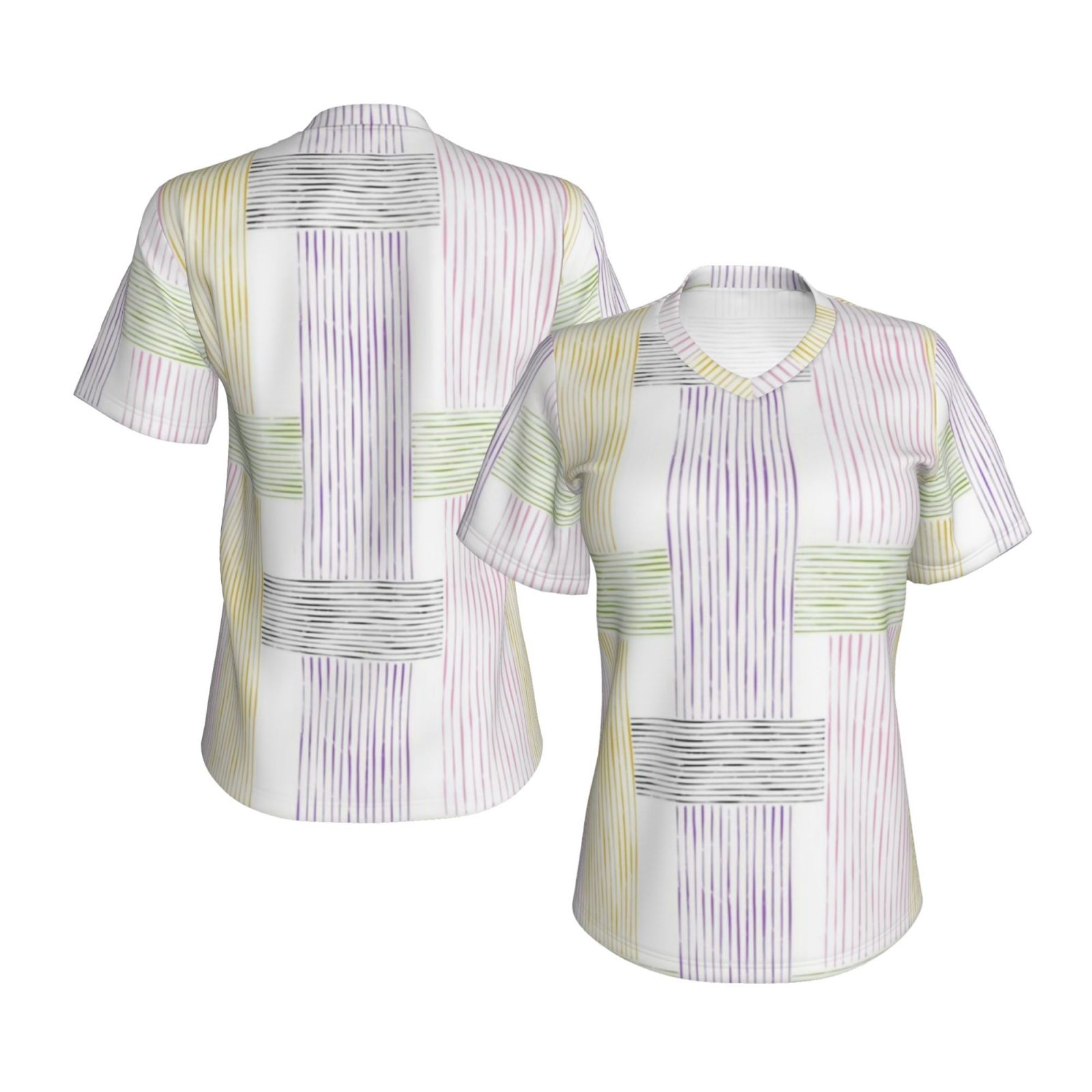 Women's V-neck short-sleeved full-length T-shirt