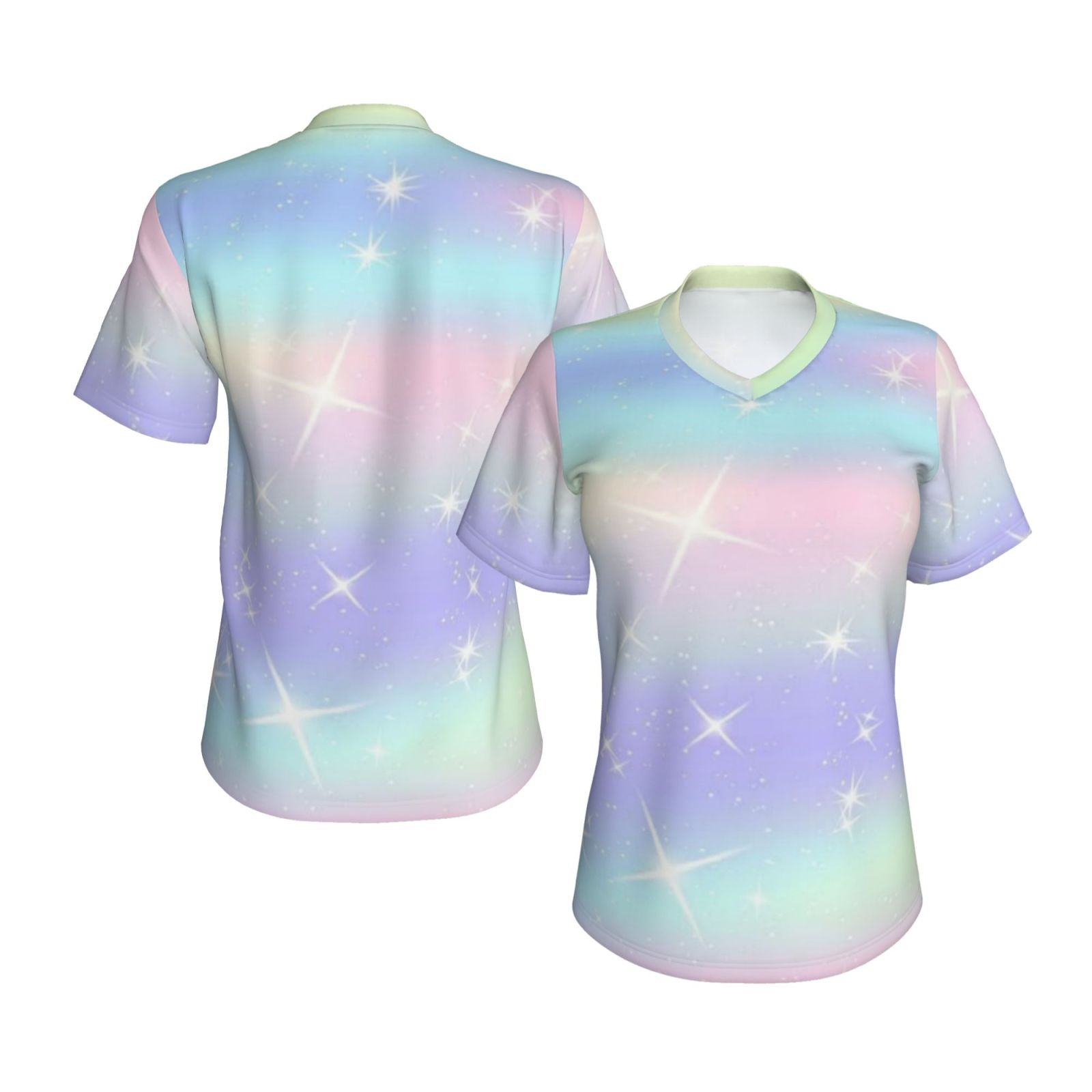 Women's V-neck short-sleeved full-length T-shirt