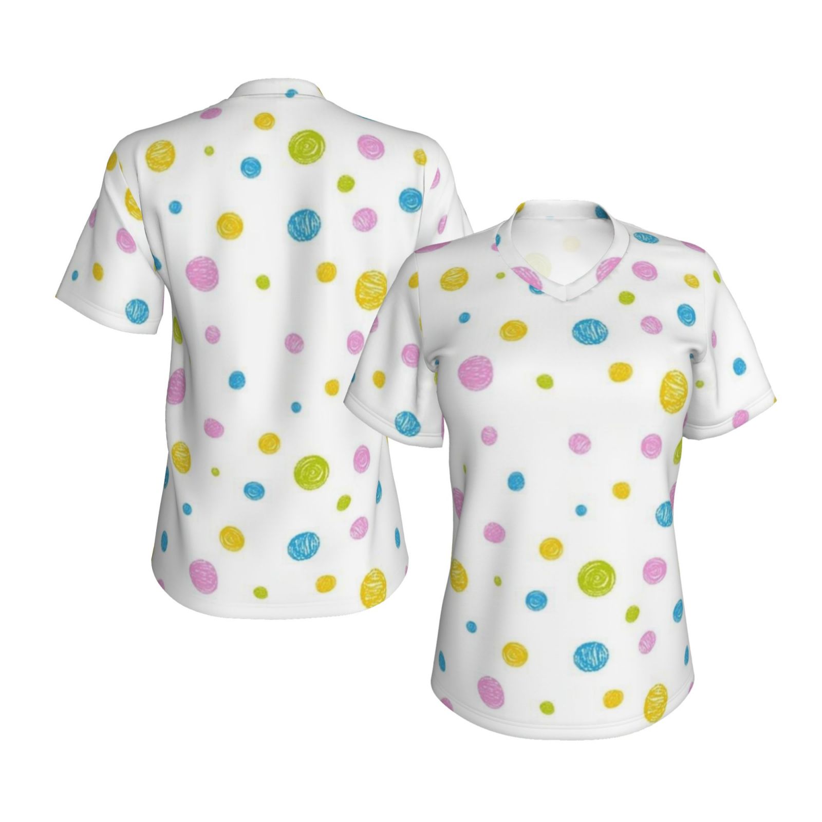Women's V-neck short-sleeved full-length T-shirt
