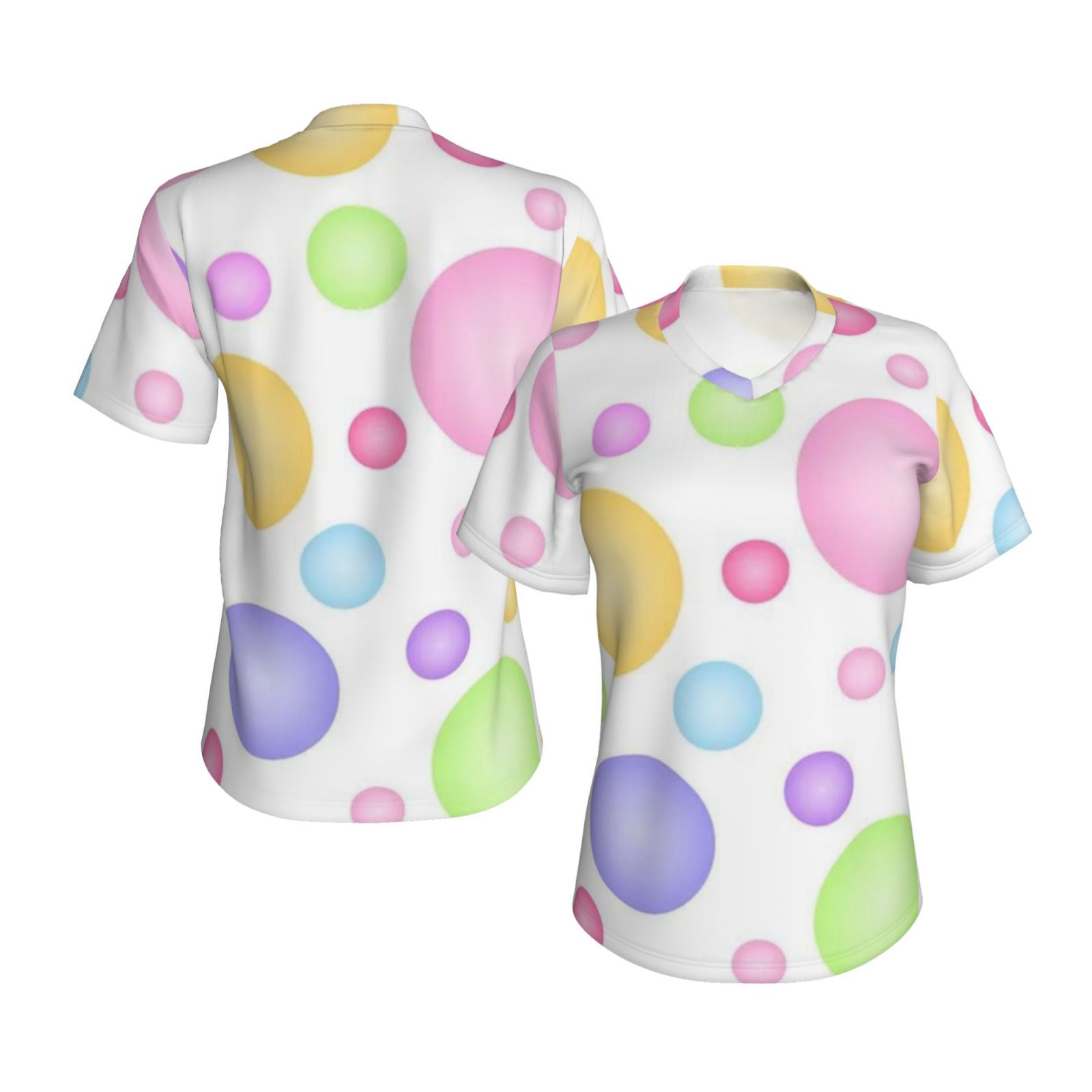 Women's V-neck short-sleeved full-length T-shirt