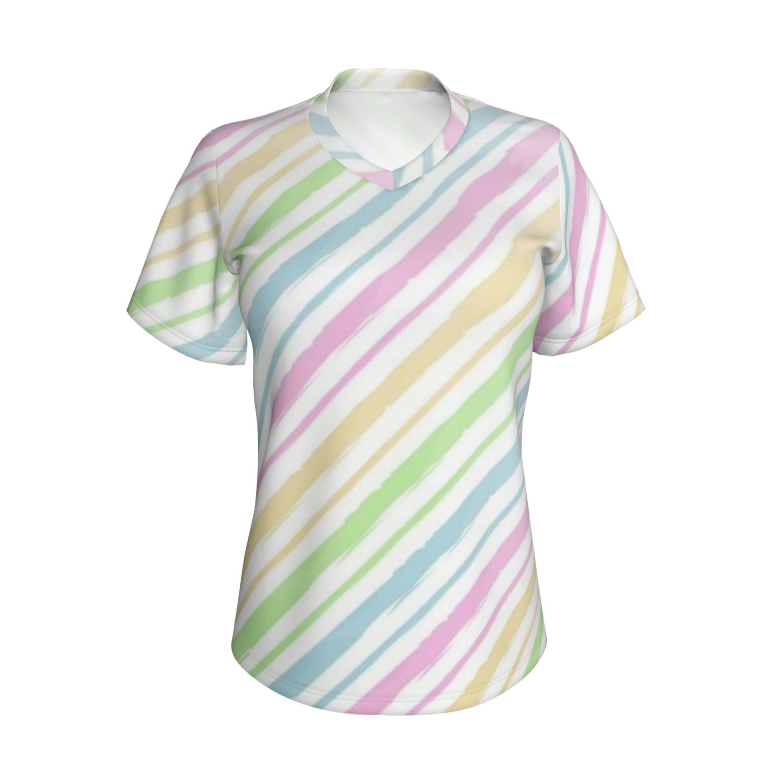 Women's V-neck short-sleeved full-length T-shirt