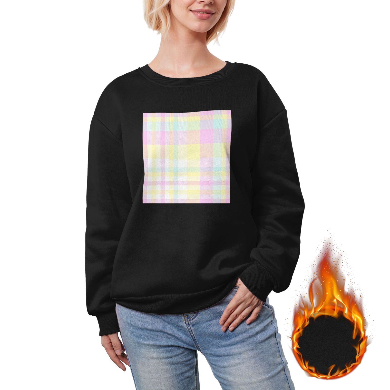 Women's fleece-lined crew neck sweatshirt