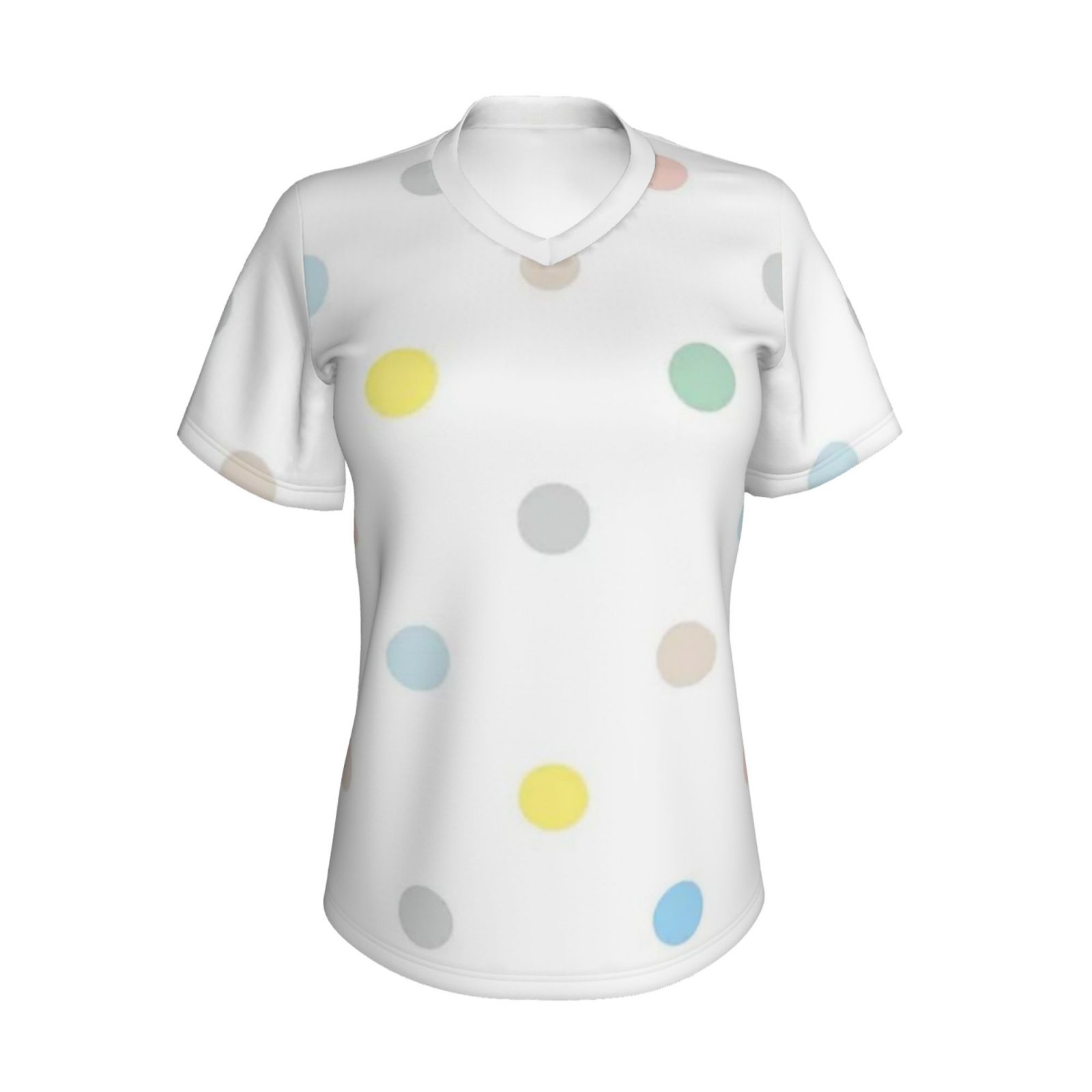 Women's V-neck short-sleeved full-length T-shirt