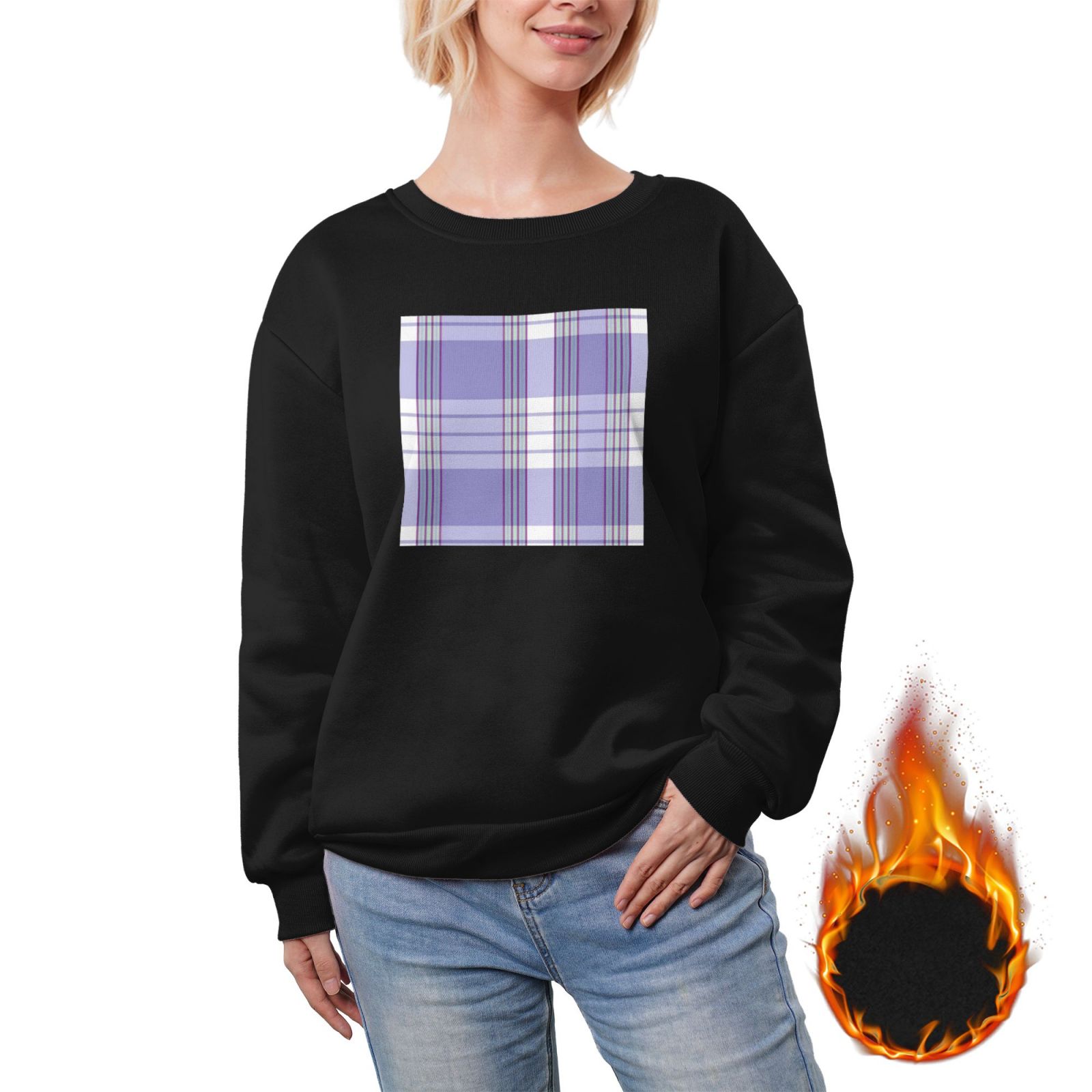 Women's fleece-lined crew neck sweatshirt