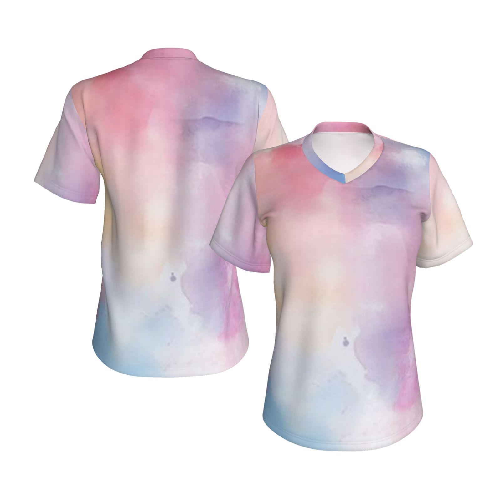 Women's V-neck short-sleeved full-length T-shirt
