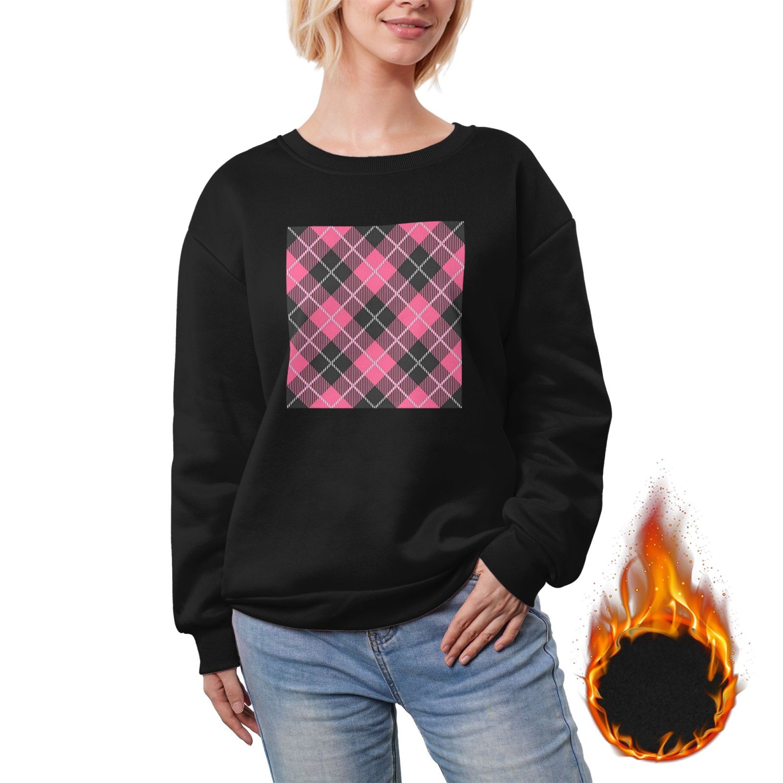 Women's fleece-lined crew neck sweatshirt