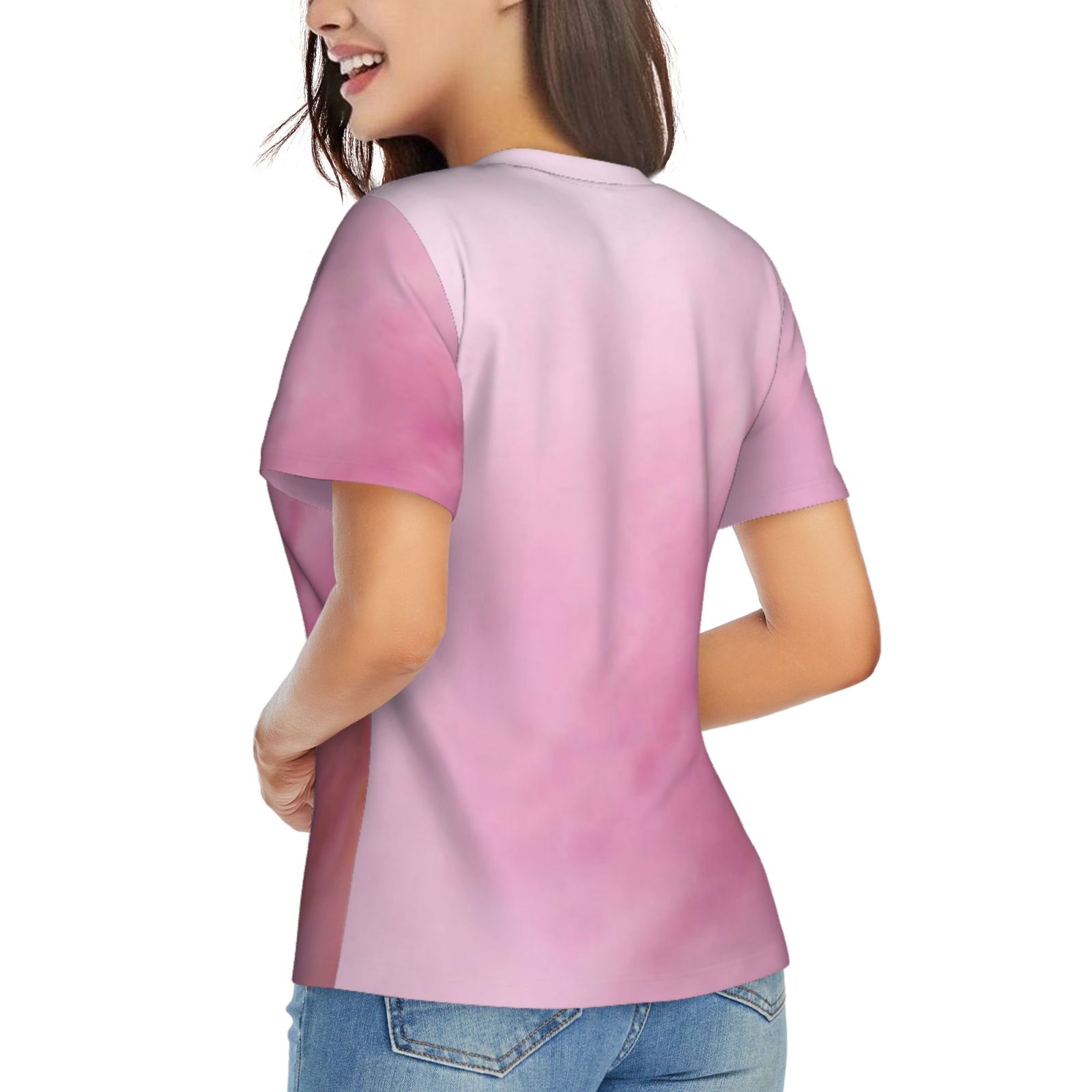 Women's V-neck short-sleeved full-length T-shirt