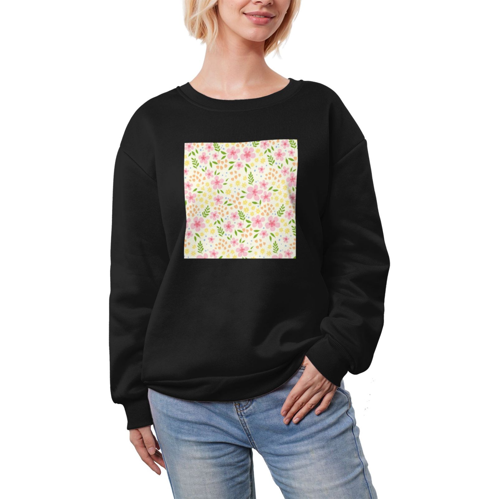 Women's fleece-lined crew neck sweatshirt