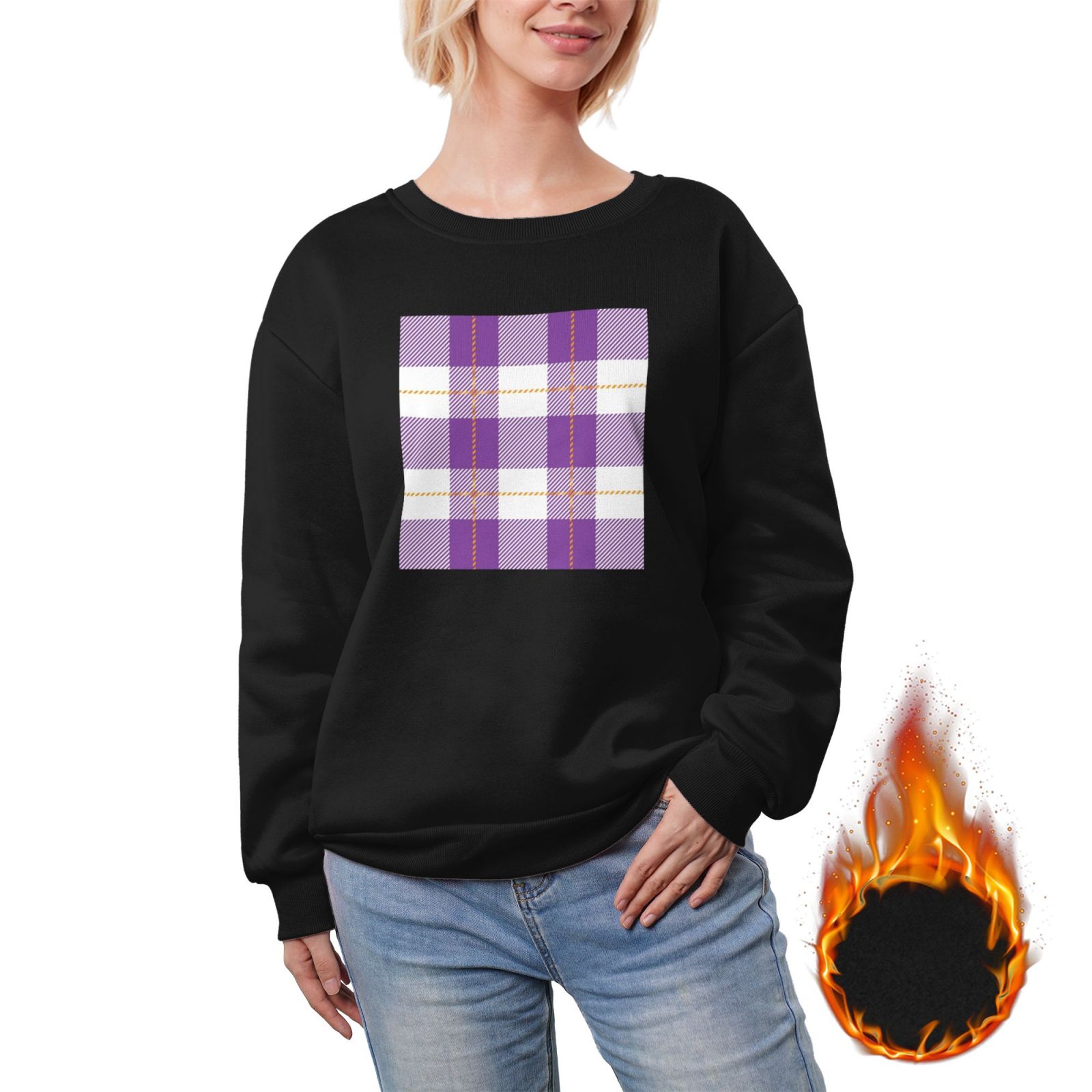 Women's fleece-lined crew neck sweatshirt